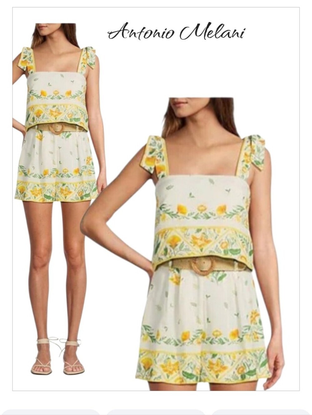 Antonio Melani x Simkins Lindsey Floral Linen Set Crop Top & Shorts NWT sz 4 & 8